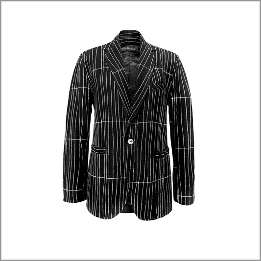 White Striped Mudcloth Blazer