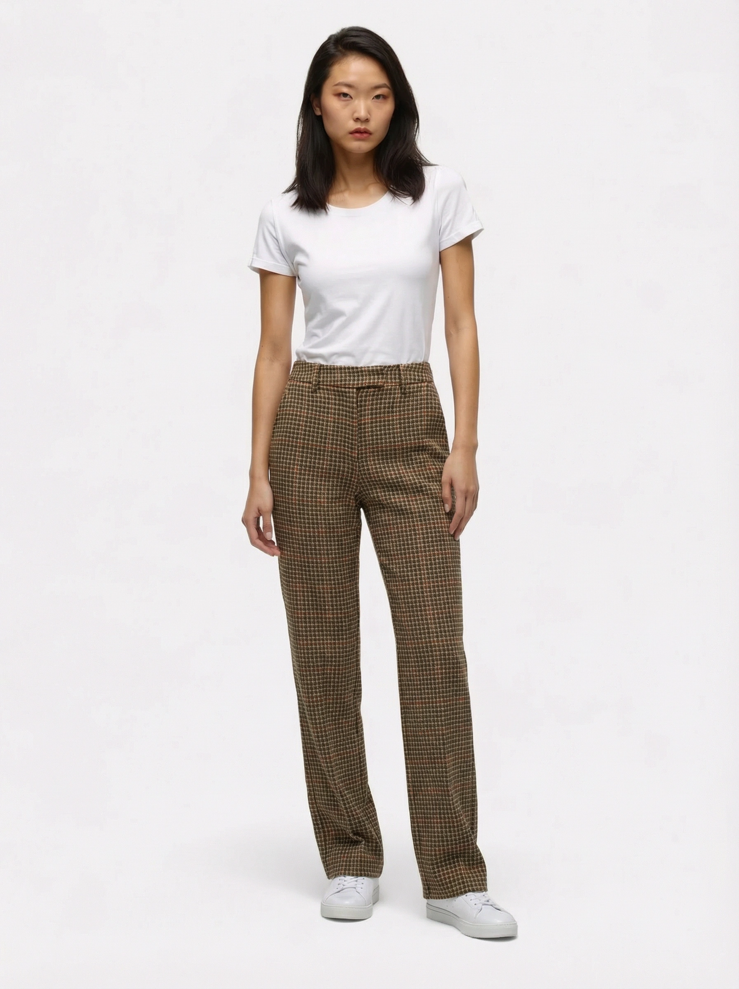 Checker Patterned Wool Pants