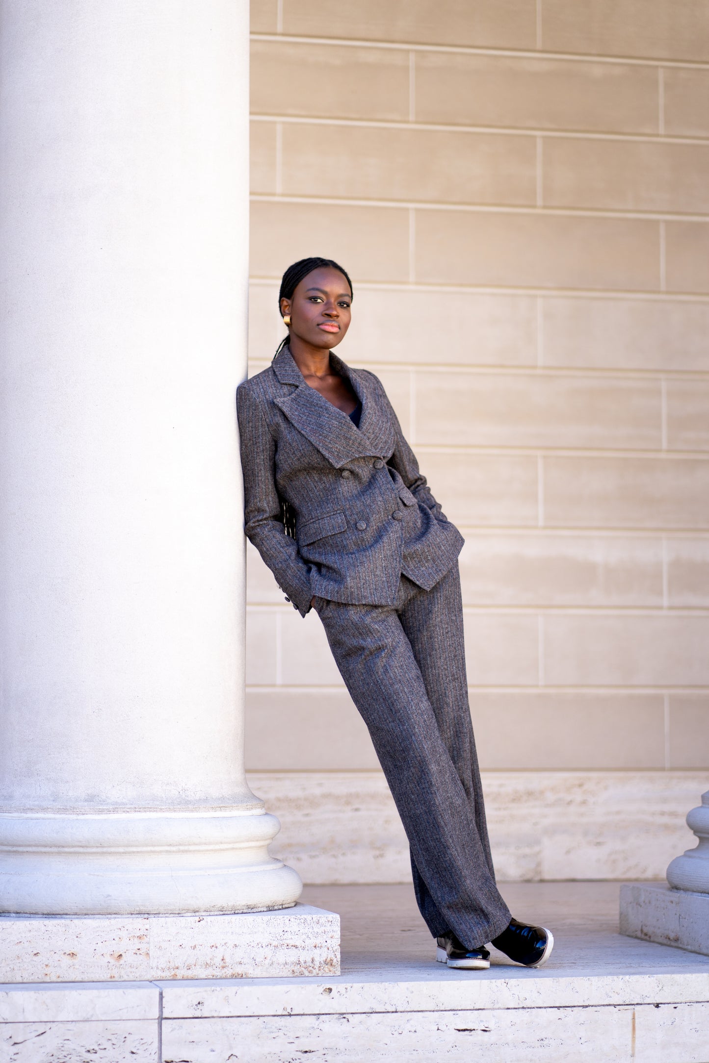 Pleated High Waisted Grey Pants