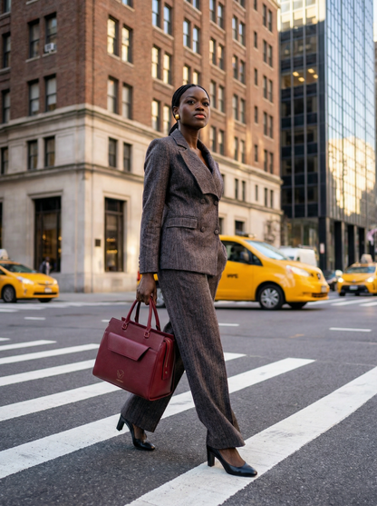 Double Breasted Wool Blazer Suit Set